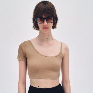 Zara Round Short Sleeve and Thin Strap Top